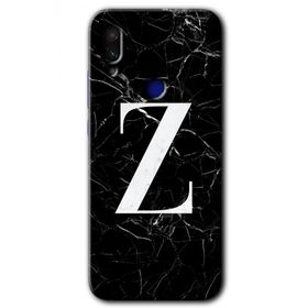 Xiaomi Redmi Note 7 Siyah Mermer Desenli Z Harfi Baskılı Uyumlu Silikon Kılıf