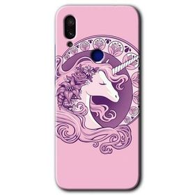 Xiaomi Redmi Note 7 Unicorn Pembe Baskılı Uyumlu Silikon Kılıf