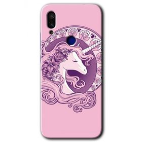 Xiaomi Redmi Note 7 Unicorn Pembe Baskılı Uyumlu Silikon Kılıf