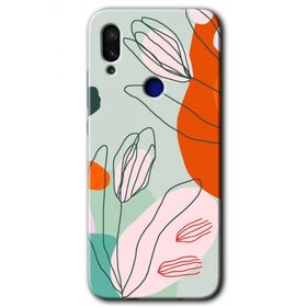 Xiaomi Redmi Note 7 Vektör Çiçekler Baskılı Uyumlu Silikon Kılıf