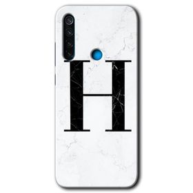 Xiaomi Redmi Note 8 Beyaz Mermer Desenli D Harfi Baskılı Uyumlu Silikon Kılıf