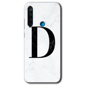 Xiaomi Redmi Note 8 Beyaz Mermer Desenli D Harfi Baskılı Uyumlu Silikon Kılıf
