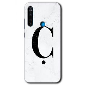 Xiaomi Redmi Note 8 Beyaz Mermer Desenli D Harfi Baskılı Uyumlu Silikon Kılıf