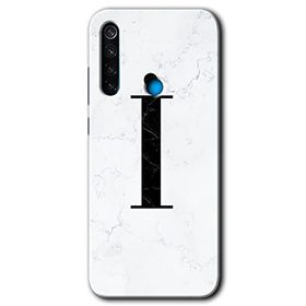 Xiaomi Redmi Note 8 Beyaz Mermer Desenli İ Harfi Baskılı Uyumlu Silikon Kılıf
