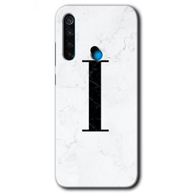 Xiaomi Redmi Note 8 Beyaz Mermer Desenli İ Harfi Baskılı Uyumlu Silikon Kılıf