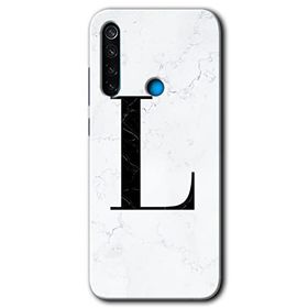 Xiaomi Redmi Note 8 Beyaz Mermer Desenli M Harfi Baskılı Uyumlu Silikon Kılıf