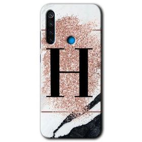 Xiaomi Redmi Note 8 Pembe Mermer Desenli İ Harfi Baskılı Uyumlu Silikon Kılıf