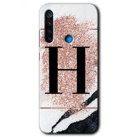 Xiaomi Redmi Note 8 Pembe Mermer Desenli İ Harfi Baskılı Uyumlu Silikon Kılıf