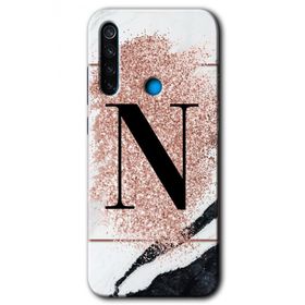 Xiaomi Redmi Note 8 Pembe Mermer Desenli O Harfi Baskılı Uyumlu Silikon Kılıf