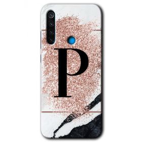 Xiaomi Redmi Note 8 Pembe Mermer Desenli R Harfi Baskılı Uyumlu Silikon Kılıf