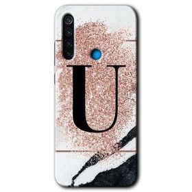 Xiaomi Redmi Note 8 Pembe Mermer Desenli Ü Harfi Baskılı Uyumlu Silikon Kılıf