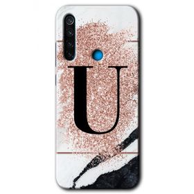 Xiaomi Redmi Note 8 Pembe Mermer Desenli Ü Harfi Baskılı Uyumlu Silikon Kılıf