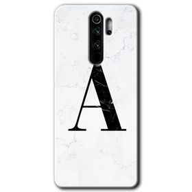 Xiaomi Redmi Note 8 Pro Beyaz Mermer Desenli A Harfi Baskılı Uyumlu Silikon Kılıf