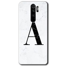Xiaomi Redmi Note 8 Pro Beyaz Mermer Desenli A Harfi Baskılı Uyumlu Silikon Kılıf