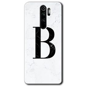 Xiaomi Redmi Note 8 Pro Beyaz Mermer Desenli B Harfi Baskılı Uyumlu Silikon Kılıf