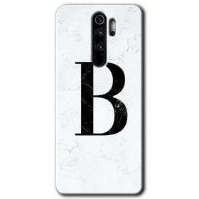 Xiaomi Redmi Note 8 Pro Beyaz Mermer Desenli B Harfi Baskılı Uyumlu Silikon Kılıf