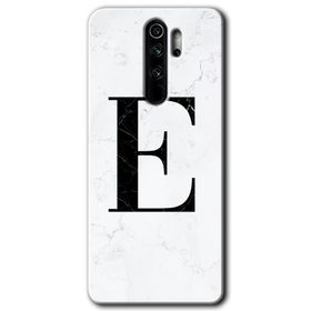 Xiaomi Redmi Note 8 Pro Beyaz Mermer Desenli E Harfi Baskılı Uyumlu Silikon Kılıf
