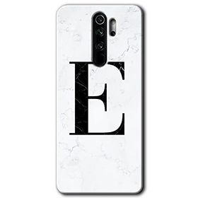 Xiaomi Redmi Note 8 Pro Beyaz Mermer Desenli E Harfi Baskılı Uyumlu Silikon Kılıf