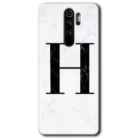 Xiaomi Redmi Note 8 Pro Beyaz Mermer Desenli H Harfi Baskılı Uyumlu Silikon Kılıf