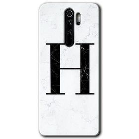 Xiaomi Redmi Note 8 Pro Beyaz Mermer Desenli H Harfi Baskılı Uyumlu Silikon Kılıf
