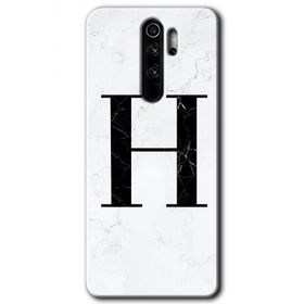 Xiaomi Redmi Note 8 Pro Beyaz Mermer Desenli H Harfi Baskılı Uyumlu Silikon Kılıf