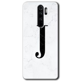 Xiaomi Redmi Note 8 Pro Beyaz Mermer Desenli J Harfi Baskılı Uyumlu Silikon Kılıf