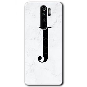 Xiaomi Redmi Note 8 Pro Beyaz Mermer Desenli J Harfi Baskılı Uyumlu Silikon Kılıf