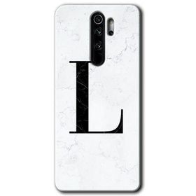Xiaomi Redmi Note 8 Pro Beyaz Mermer Desenli L Harfi Baskılı Uyumlu Silikon Kılıf