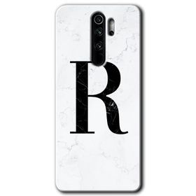 Xiaomi Redmi Note 8 Pro Beyaz Mermer Desenli R Harfi Baskılı Uyumlu Silikon Kılıf