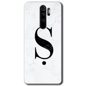 Xiaomi Redmi Note 8 Pro Beyaz Mermer Desenli S Harfi Baskılı Uyumlu Silikon Kılıf