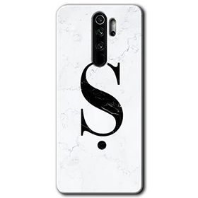 Xiaomi Redmi Note 8 Pro Beyaz Mermer Desenli S Harfi Baskılı Uyumlu Silikon Kılıf