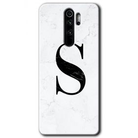 Xiaomi Redmi Note 8 Pro Beyaz Mermer Desenli S Harfi Baskılı Uyumlu Silikon Kılıf