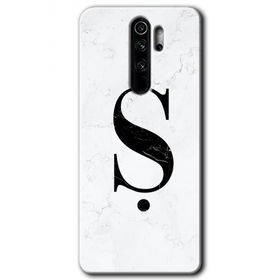 Xiaomi Redmi Note 8 Pro Beyaz Mermer Desenli S Harfi Baskılı Uyumlu Silikon Kılıf