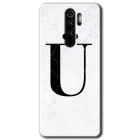 Xiaomi Redmi Note 8 Pro Beyaz Mermer Desenli Ü Harfi Baskılı Uyumlu Silikon Kılıf