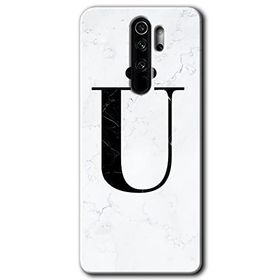 Xiaomi Redmi Note 8 Pro Beyaz Mermer Desenli Ü Harfi Baskılı Uyumlu Silikon Kılıf