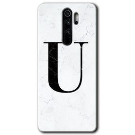 Xiaomi Redmi Note 8 Pro Beyaz Mermer Desenli Ü Harfi Baskılı Uyumlu Silikon Kılıf