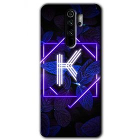Xiaomi Redmi Note 8 Pro Dark Neon Yaprak K Harfi Baskılı Uyumlu Silikon Kılıf