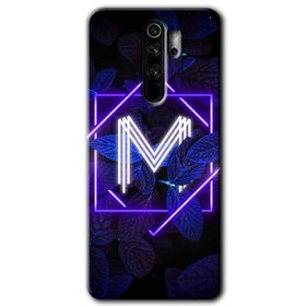 Xiaomi Redmi Note 8 Pro Dark Neon Yaprak M Harfi Baskılı Uyumlu Silikon Kılıf