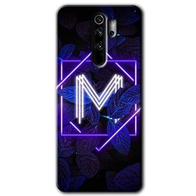Xiaomi Redmi Note 8 Pro Dark Neon Yaprak M Harfi Baskılı Uyumlu Silikon Kılıf