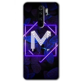 Xiaomi Redmi Note 8 Pro Dark Neon Yaprak M Harfi Baskılı Uyumlu Silikon Kılıf