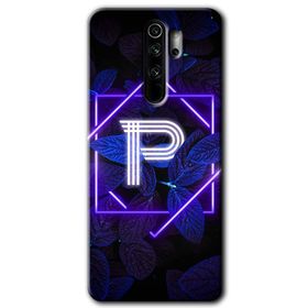 Xiaomi Redmi Note 8 Pro Dark Neon Yaprak P Harfi Baskılı Uyumlu Silikon Kılıf