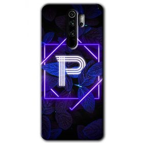 Xiaomi Redmi Note 8 Pro Dark Neon Yaprak P Harfi Baskılı Uyumlu Silikon Kılıf