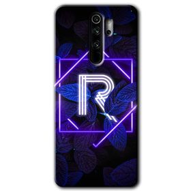 Xiaomi Redmi Note 8 Pro Dark Neon Yaprak R Harfi Baskılı Uyumlu Silikon Kılıf