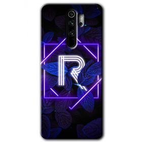 Xiaomi Redmi Note 8 Pro Dark Neon Yaprak R Harfi Baskılı Uyumlu Silikon Kılıf