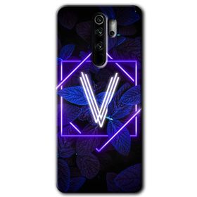 Xiaomi Redmi Note 8 Pro Dark Neon Yaprak V Harfi Baskılı Uyumlu Silikon Kılıf