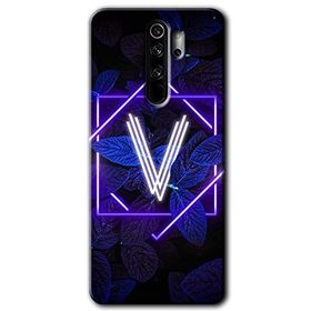 Xiaomi Redmi Note 8 Pro Dark Neon Yaprak V Harfi Baskılı Uyumlu Silikon Kılıf