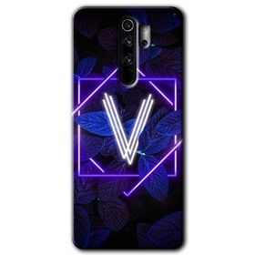 Xiaomi Redmi Note 8 Pro Dark Neon Yaprak V Harfi Baskılı Uyumlu Silikon Kılıf