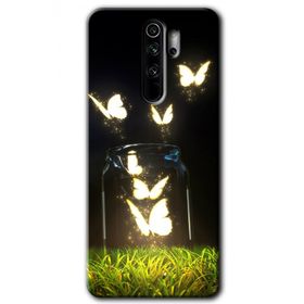 Xiaomi Redmi Note 8 Pro Işıklı Kelebekler Baskılı Uyumlu Silikon Kılıf