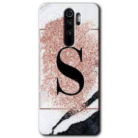 Xiaomi Redmi Note 8 Pro Pembe Mermer Desenli Ş Harfi Baskılı Uyumlu Silikon Kılıf