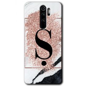 Xiaomi Redmi Note 8 Pro Pembe Mermer Desenli Ş Harfi Baskılı Uyumlu Silikon Kılıf